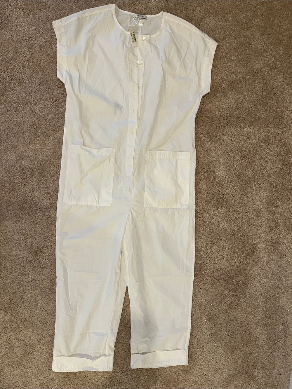 Madewell | Mosswood White Utility Button Front Jumpsuit | Patch Pockets | Size S